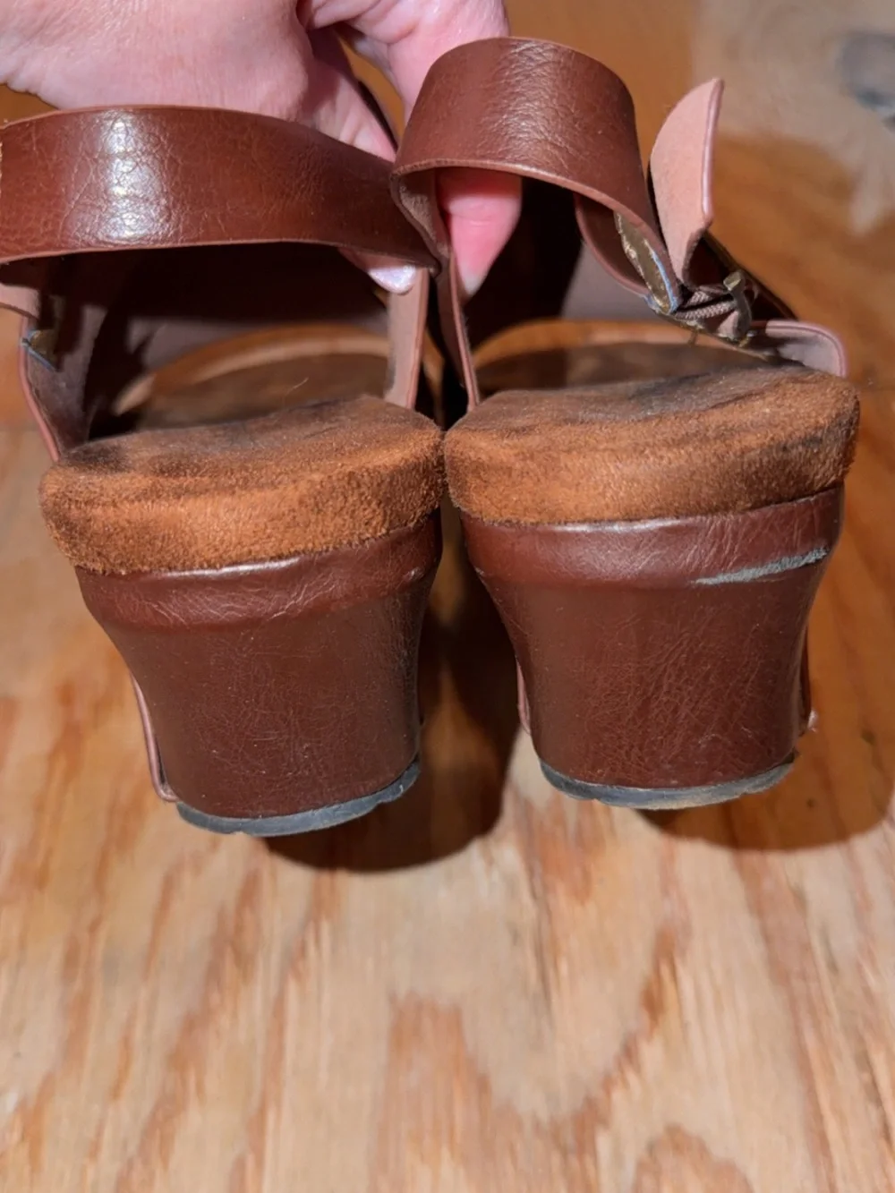 Pierre Dumas Brown Leather Strap Sandals - Size 8.5